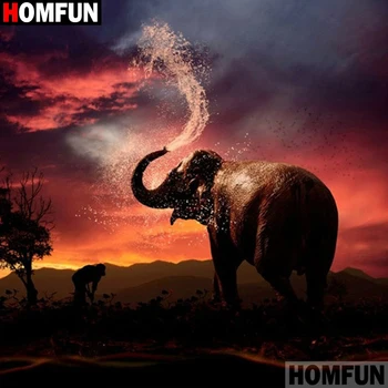 

HOMFUN Diamond Painting Cross Stitch "Animal elephant" 5D DIY Diamond Embroidery Full Square/round Rhinestone Of Picture A27457