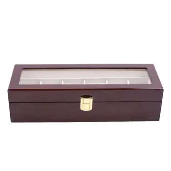 

Six red watch storage wooden boxes
