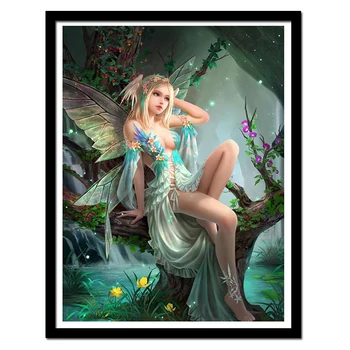 

Full Diamond Painting Fairy On Tree Diamond Embroidery 5D Diy Diamond Mosaic Rhinestones Picture Needle Arts Craft