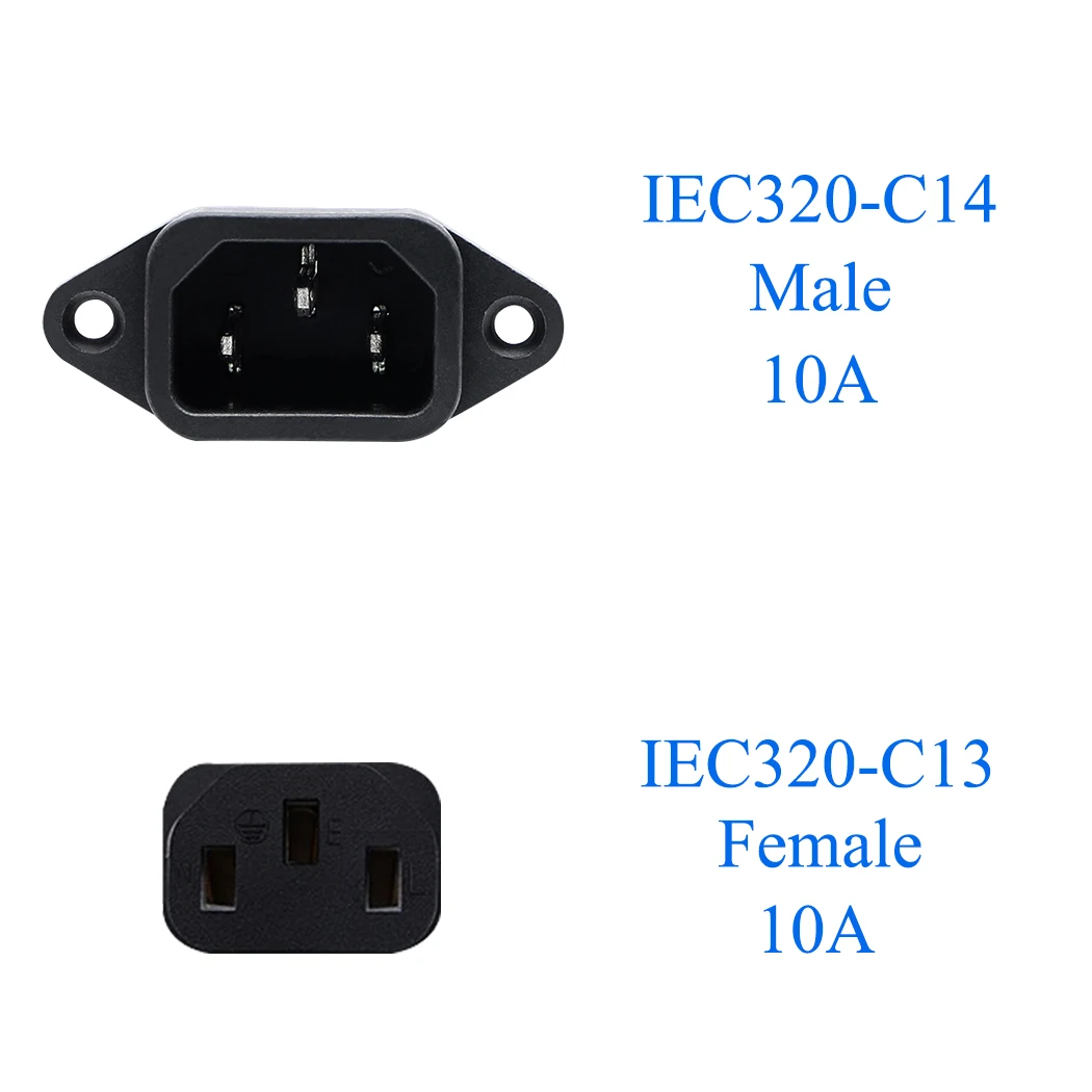 JORINDO 0,6 м/1.9FT IEC320 C14 к C13 кабель преобразования мощности, C14 с винтовым отверстием 3 pin к C13 левый Угловой кабель переменного тока 10A 250 В
