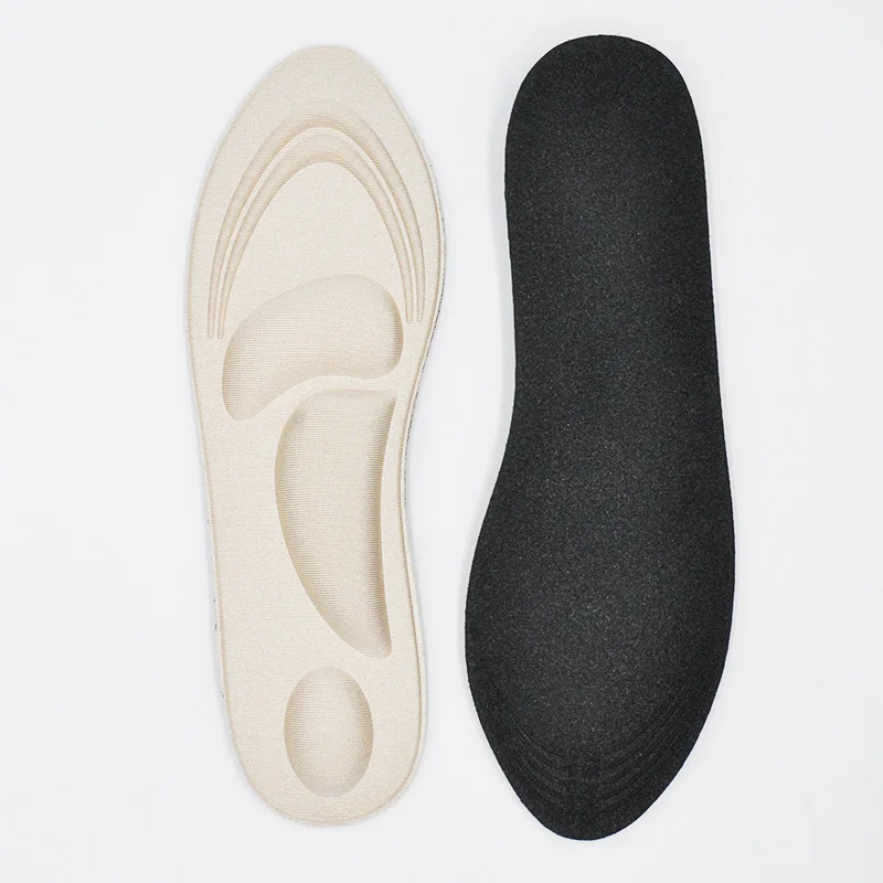 BEIGE 1 пара 4D пены памяти ортопедические стельки для обуви Arch Поддержка сплошной цвет дышащий высокий эластичный плоский Уход за ногами колодки обуви подошвы - Цвет: BEIGE