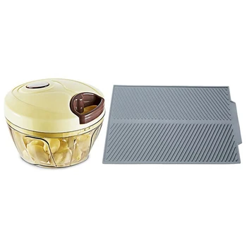 

Manual Meat Grinder Hand Power Food Chopper with Super Sturdy Silicone Dish Drying Mat and Trivet