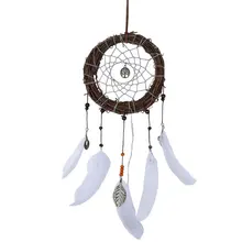 Modern Adjustable Handmade Feather Tree Vine Dream Catcher With Light Pendant Household Decorations Luminaire Bulb