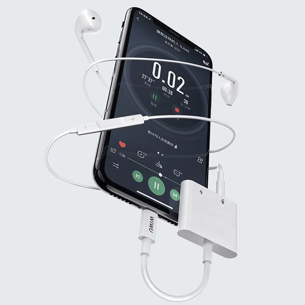 WIWU 2 in 1 Audio Adapter for Lightning to 3 5mm Jack Headphone Cable for iPhone 11 Pro X XS XR 8 7 Cable for Charging