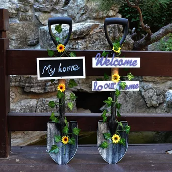 

outdoors courtyard creativity garden villa decorate shovel welcome farmyard landscaping Insert card garden decoration