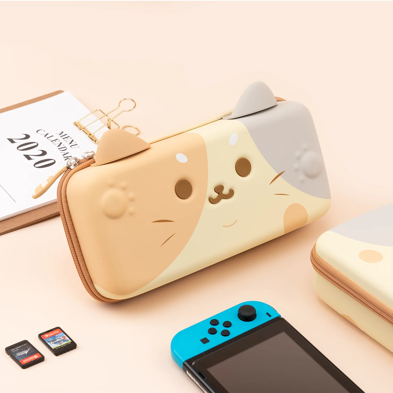 Portátil para Nintendo Switch e Lite Case de Transporte para Nintendo Geekshare Gato Bonito Orelhas Case Cinza 3d Viagem Switch Oled - Image 2