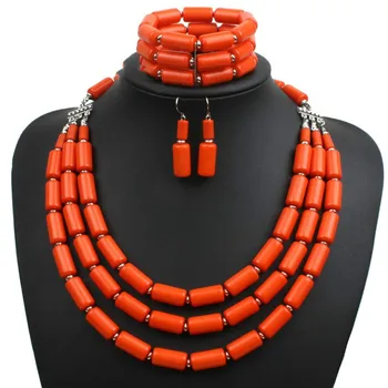 

Bohemian Nigerian Acrylic Necklace Bracelet Earrings 3 Pcs Set Costume Choker Multilayer Jewelry Sets Women Collares Africanos