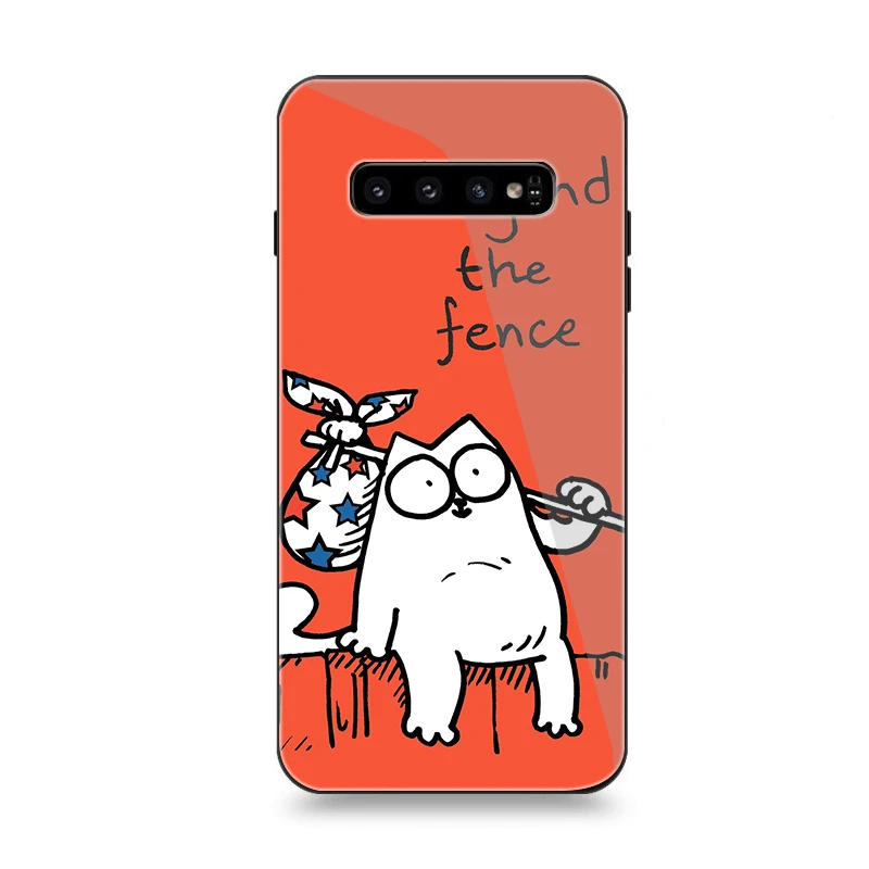 Чехол для телефона Стекло для samsung A10 A20 A30 A40 A50 A60 A70 S7 край S8 Plus Note 8 9 S10 крышка Simons Кот