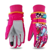 Водонепроницаемые зимние теплые перчатки для девочек и мальчиков, лыжные перчатки для сноуборда, детские перчатки для велоспорта, спорта на открытом воздухе, ветрозащитные противоскользящие теплые перчатки