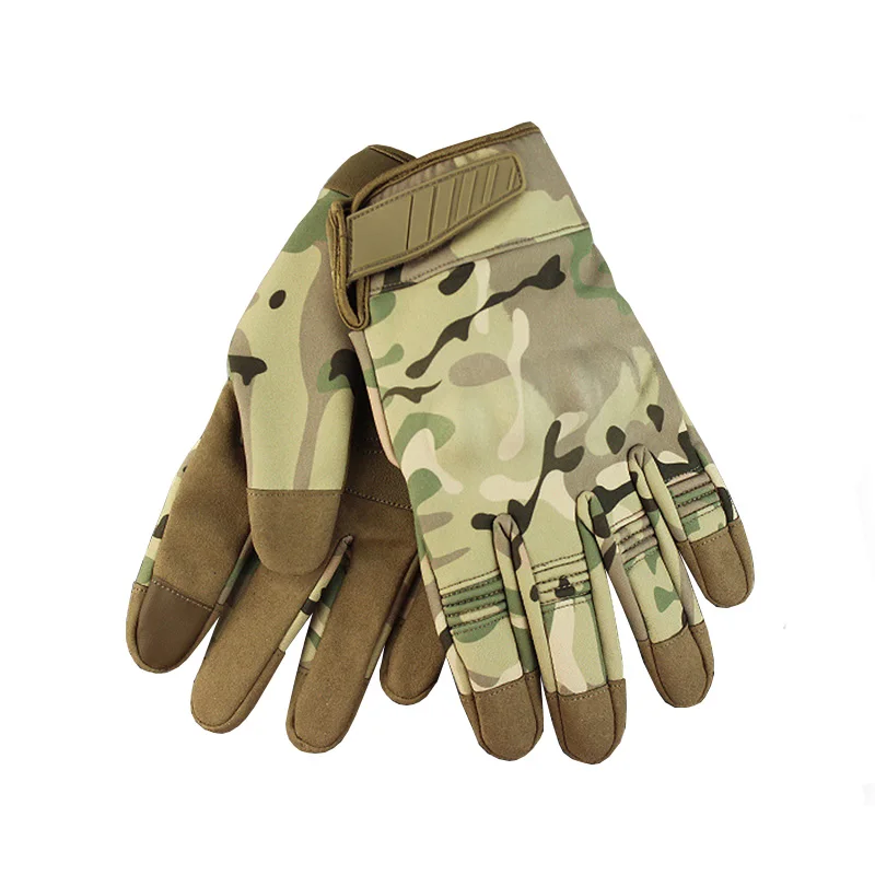 Camo Водонепроницаемые флисовые тактические перчатки армейские военные охотничьи альпинистские велосипедные жесткие перчатки с пальцами для сенсорного экрана - Цвет: Camo