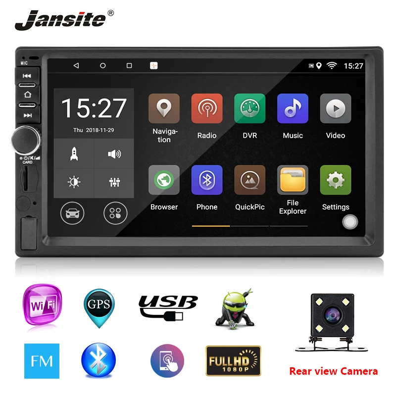 Jansite 2din автомобильное радио Android 8 1 универсальный Gps Wifi Bluetooth Сенсорный экран