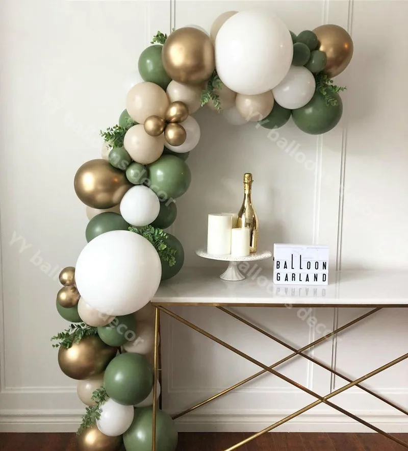 

DIY Avocado Green Balloon Garland Arch Kit Chrome Gold Latex Balloon Set Birthday Party Decorations Kids Baby Shower Supplies