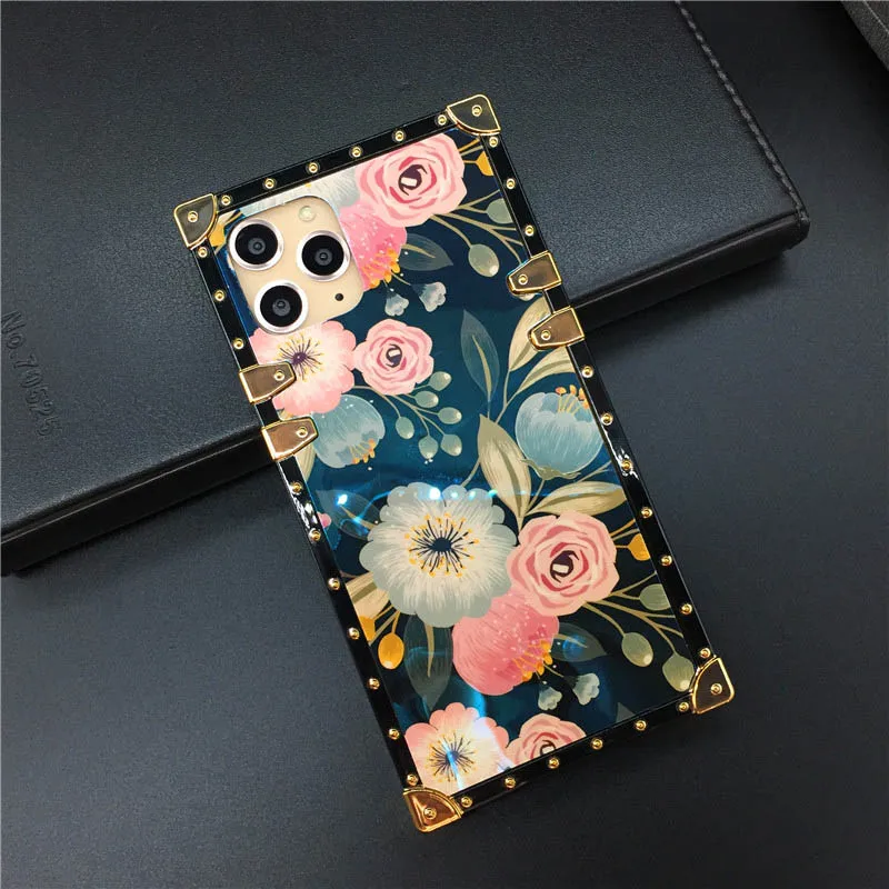Color 1 Элитный бренд цветок квадратный чехол для huawei Коврики 20 Pro 30 P30 P20 Lite Honor 20 8X9X10 Nova 5 3 3i Y6 Y7 Y9 чехол для телефона - Цвет: Color 1
