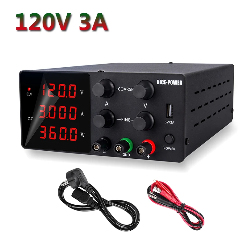 Adjustable 120V 3A DC Laboratory Regulated Lab Power Supply 30V 10A 60V 5A USB Voltage Regulator