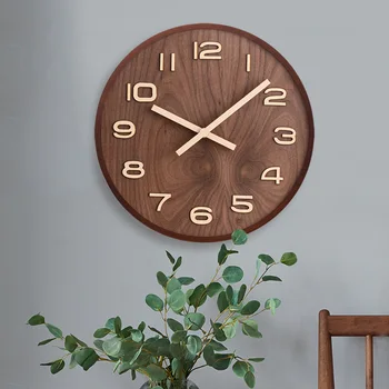 

Simple Chinese Style Wall Clock Wooden Modern Home Living Room Decoration Style Circular Quartz Watch bei europfine Clock
