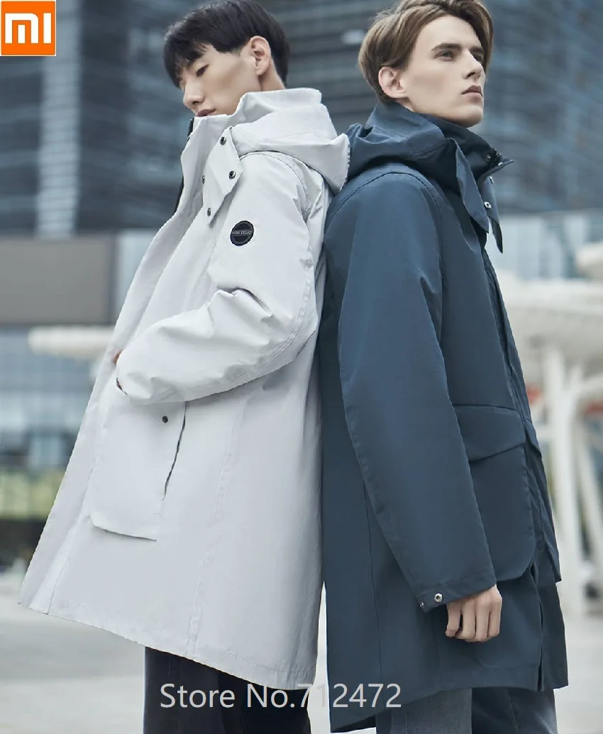 Xiaomi 90fun, мужская куртка три в одном, 90%, белый пуховик, ветрозащитная, водонепроницаемая, теплая, ветровка, длинный пуховик, зимнее пальто с капюшоном, верхняя одежда