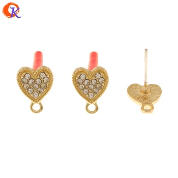 

Cordial Design 100Pcs 9*11MM Rhinestone Earrings Stud/Heart Shape/Hand Made/Jewelry Accessories/DIY Making/Earring Findings