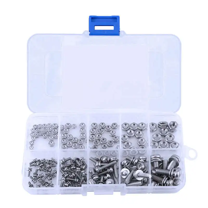 

160Pcs/Set M2 M2.5 M3 M4 M5 Pan Head Screws Nuts Assortment Kit Stainless Steel Cross Screws Hex Nut Fastener Hardware