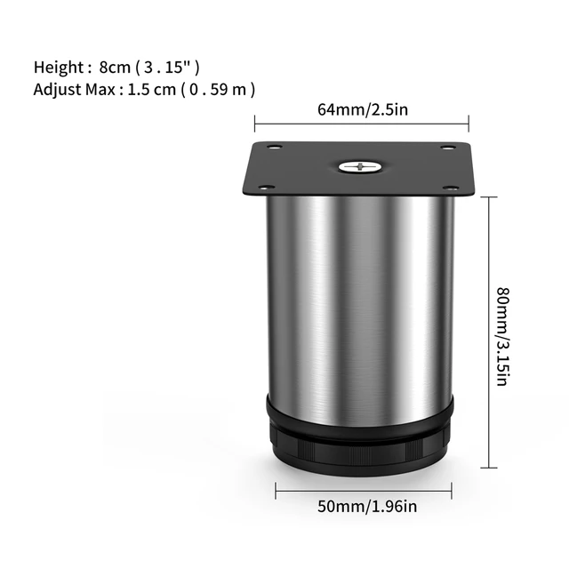 1Pcs 5-35CM Furniture Adjustable Cabinet Legs Stainless Steel Furniture Legs Table Sofa Bed Feet Furniture Replacement foot 8cm