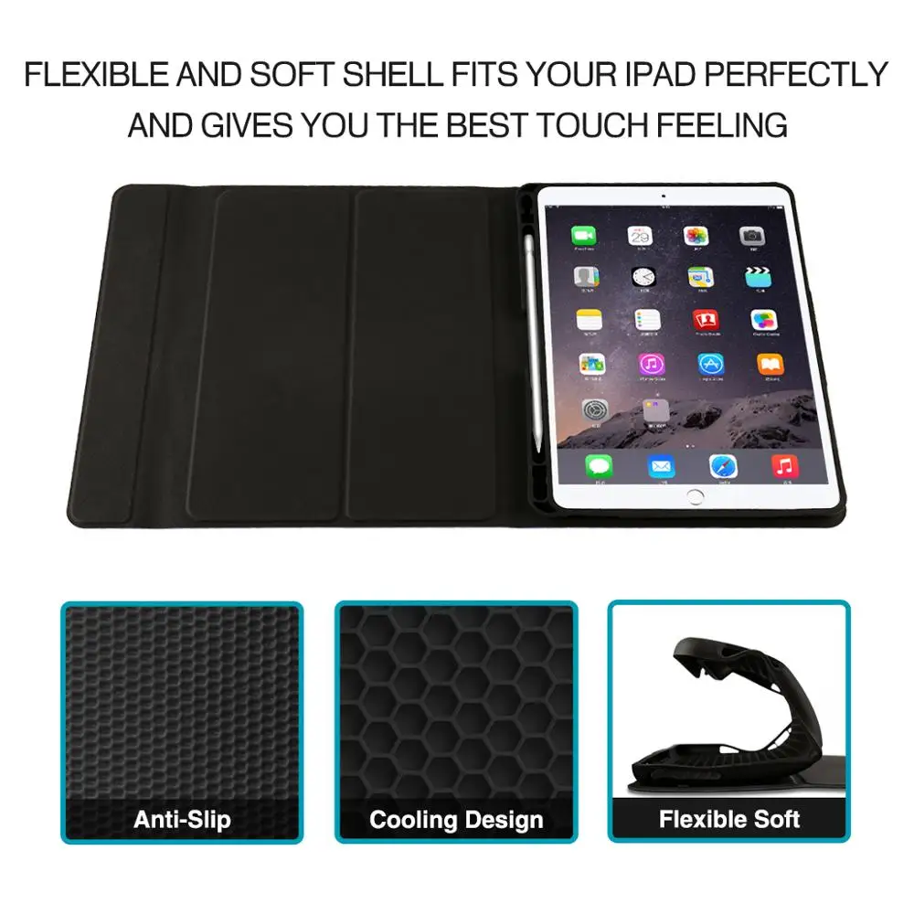 Чехол книжка с Bluetooth клавиатурой для iPad Pro 9 7 6 го 5 поколения смарт чехол 2018/2017