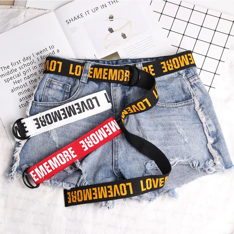 

Casual Canvas Belts Women Men Letter Long Canvas Fabric Belt Ladies Waist Strap Jeans Trouser Black Red Female Waist Belts