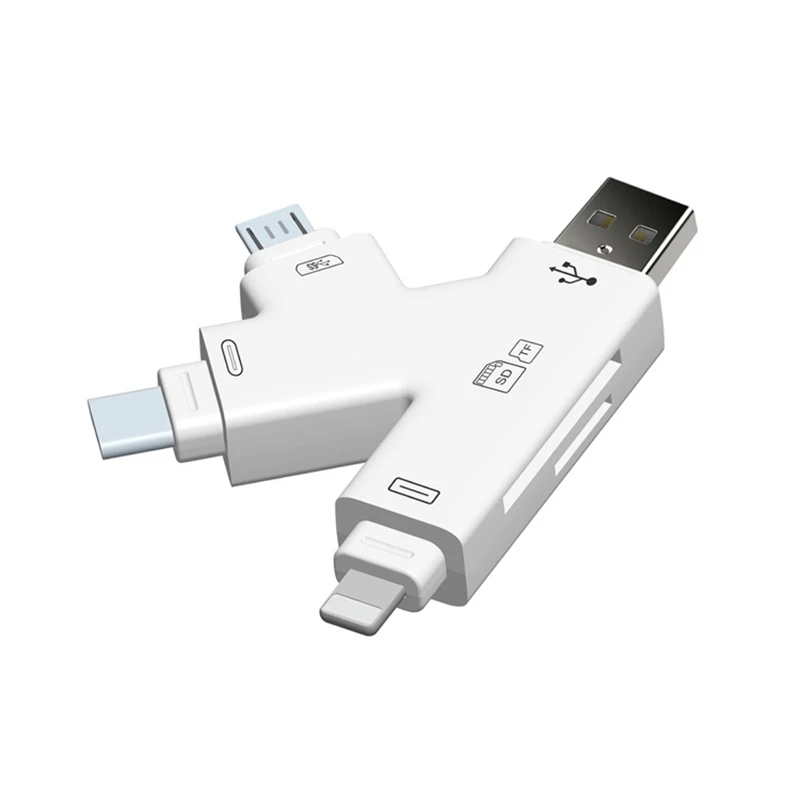 Все в 1 4в1 Micro USB Type C TF SD Card Reader OTG адаптер для iPhone XS MAX XR 11 6 7 8 Plus iOS 13 Macbook Android