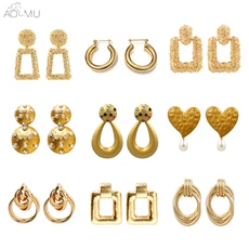 AOMU-New-Gold-Metal-Multicolored-Water-Drop-Geometric-Earrings-For-Women-Wedding-Party-Vintage-Dangle-Gifts