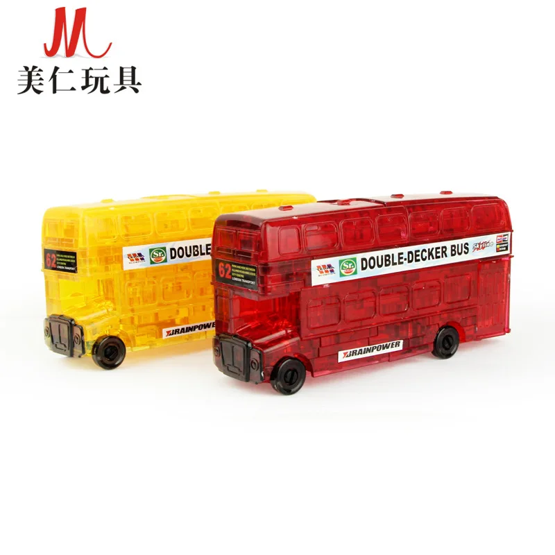 

Double Layer Bus 3D Crystal Self-Loading Jigsaw Puzzle DIY Children'S Educational Toy Building Blocks Traffic Tools Car