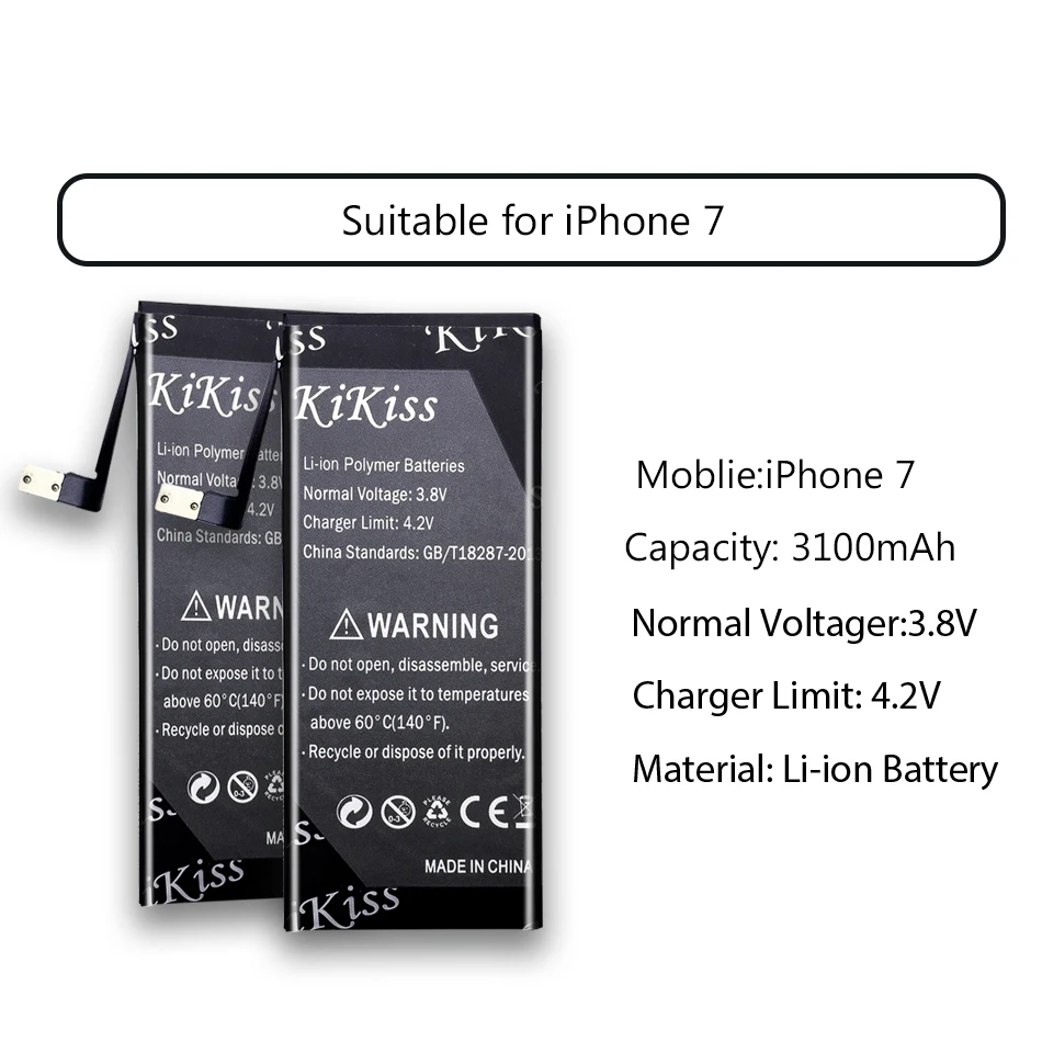 Бесплатный подарок KiKiss батарея для iPhone 7/7 Plus/8/8 Plus запасная батарея для мобильного телефона для Apple iPhone 7 7plus 8 8plus