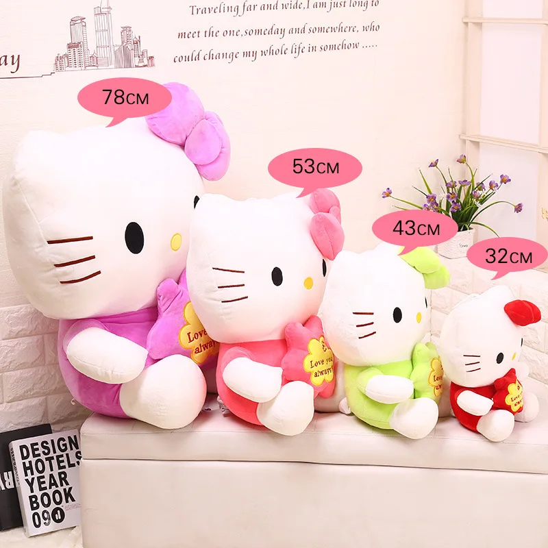 Новые стильные плюшевые игрушки Рисунок «Hello Kitty» кукла рисунок «Hello Kitty» держать цветок логотип по индивидуальному заказу Детский жакет из денима для девочки; подарок