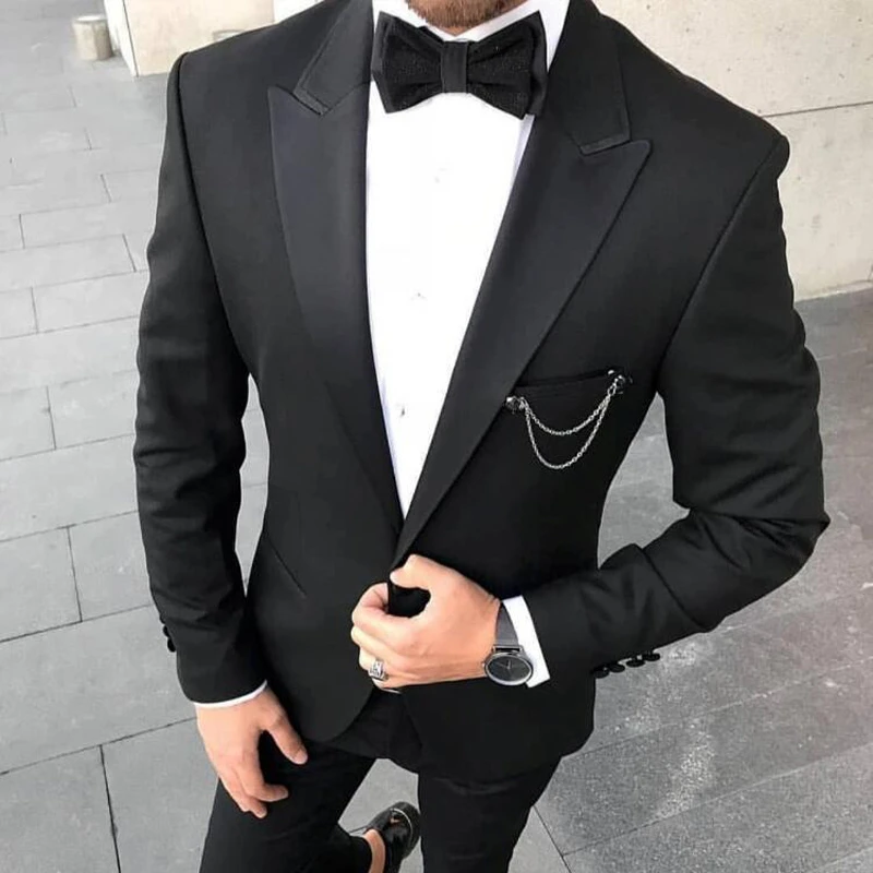 Costume noir Slim pour homme, costume de mariage avec revers, sur mesure,  Tuxedos formel du marié, dernier Style, ensemble 2 pièces, veste et  pantalon | AliExpress