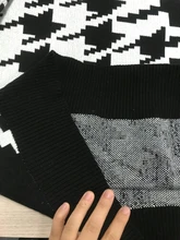 White Sweater Turtleneck Long Pullover Simplee Knitted Houndstooth Black Women Warm Fashion