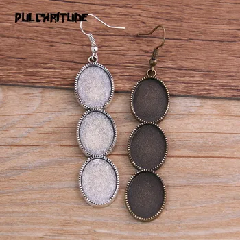 

2pcs 13*18mm*3 Inner Size Two Color Cabochon Earring Base Setting Blank Hooks Diy Accessories For Making Earrings