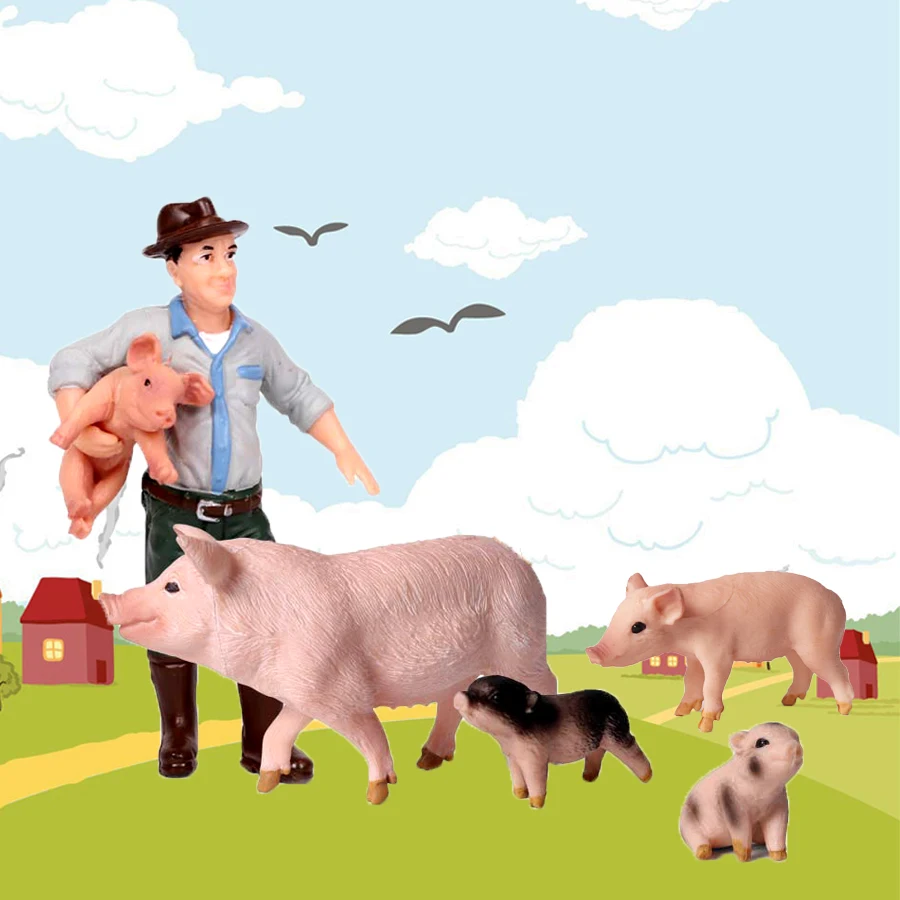 

5pcs/set Pig Animal models PVC Simulation Farm Animal model Action Figure For kids educational toy Collection Decoration Doll