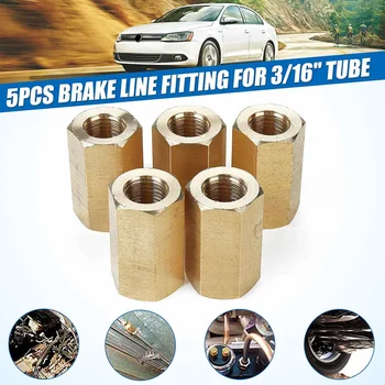

5PCS Inverted Flare Brass Brake Line Union Fitting For 3/16" OD Tube Hydraulic 3/8"-24 Threads 14.6mm x 25mm