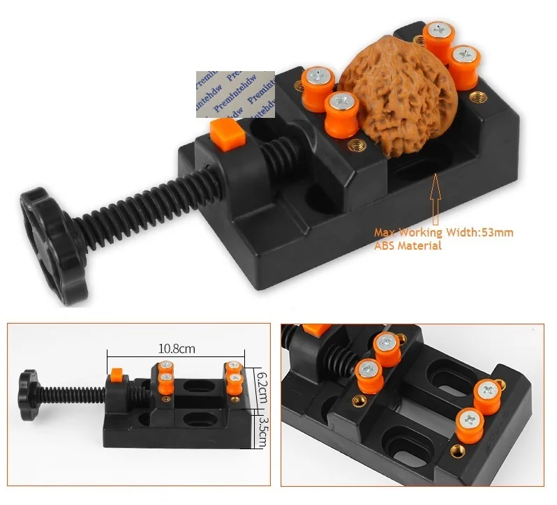 Мини Скамья Топ тиски зажим резиновая присоска резьба зажимной инструмент регулируемая челюсть Ручные ювелирные часы орех поделки, скульптура - Цвет: ABS Flat