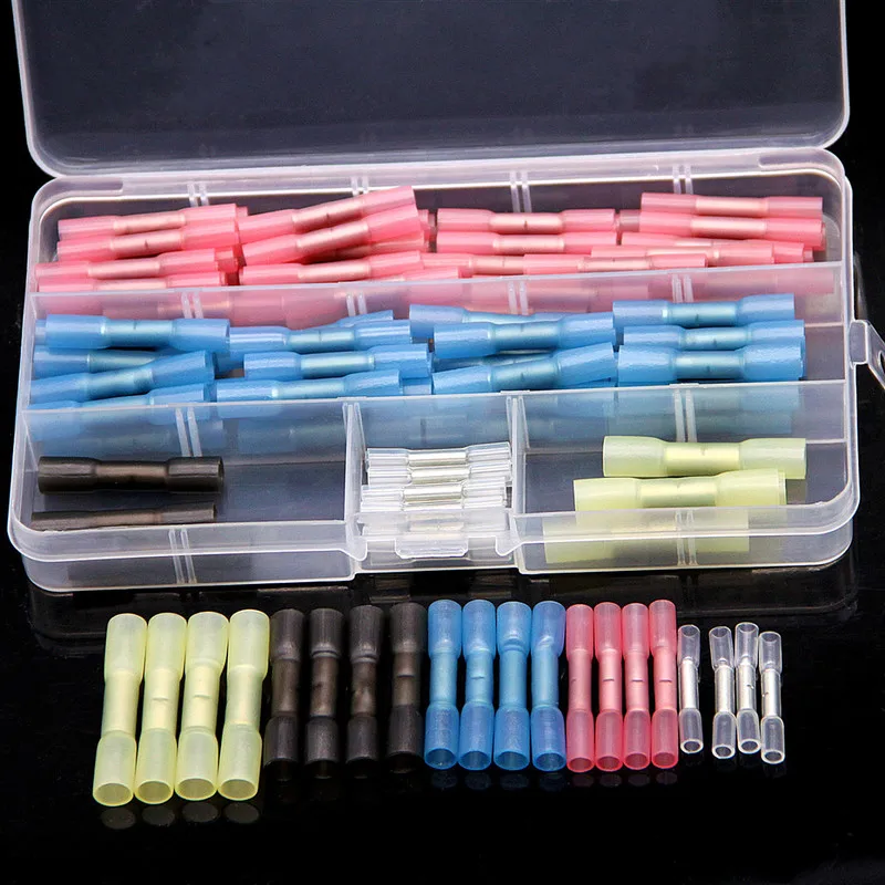 120 шт. термоусадочные стыковые клеммы красные водонепроницаемые полностью изолированные уплотнения 26-10 AWG электрические провода кабель обжимные клеммные разъемы