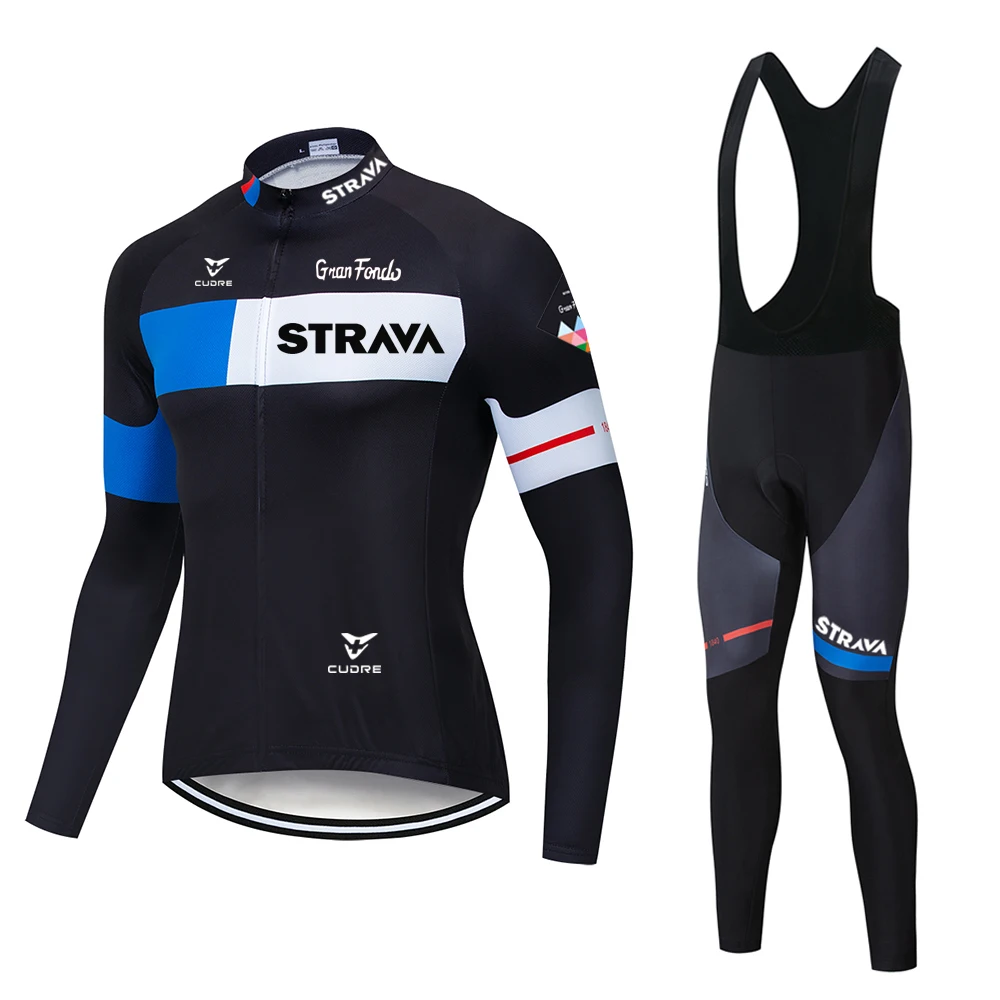 Комплект Джерси для велоспорта 2020 STRAVA мужчин с длинным рукавом MTB велосипедная