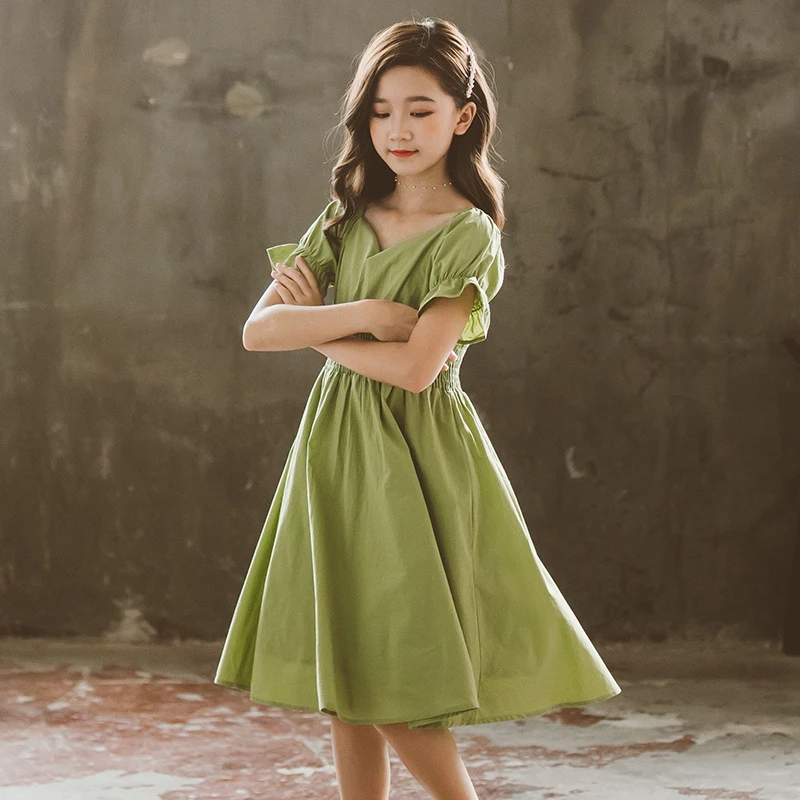 Girls green summer dress Clearance