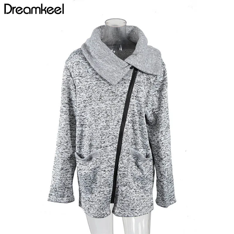 Женские осенне-зимние пальто, модная Флисовая теплая Базовая куртка на молнии сбоку, куртка-бомбер, 5XL пальто большого размера для женщин Y - Цвет: Gray