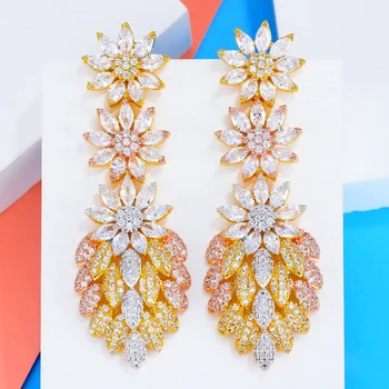 

GODKI 2020 High Quality New Luxury Shiny Long Pendant Earrings For Women Mirco Paved Cubic Zircon Womens Earrings in Jewelry