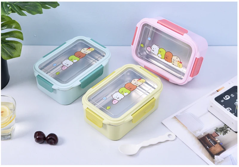 TUUTH Cartoon Lunch Box  Stainless Steel Double Layer Food Container Portable for Kids Kids Picnic School Bento Box B3