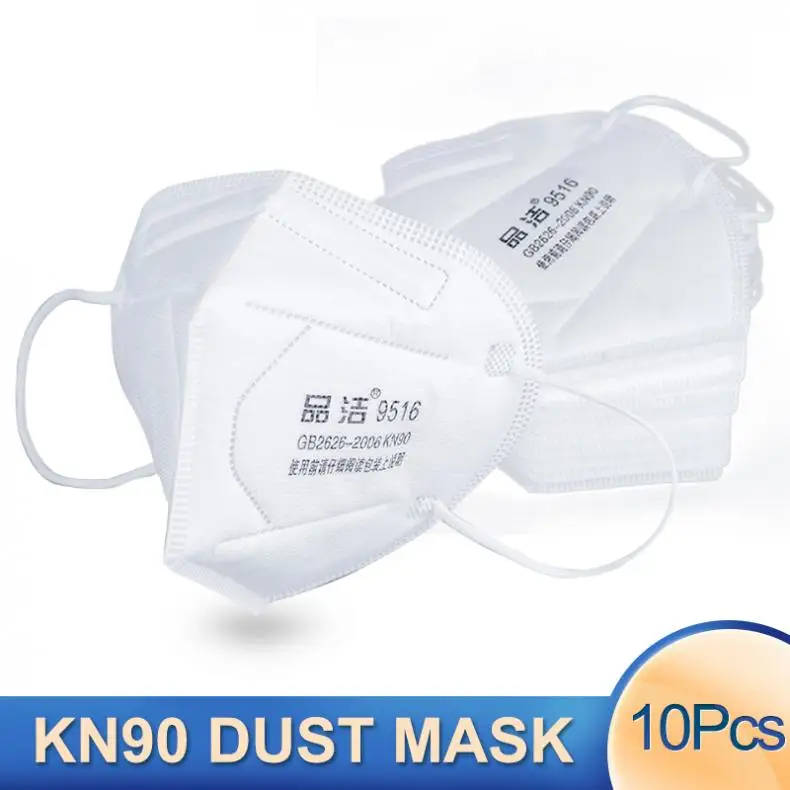 

10 Pcs KN90 Dust-proof Face Masks Protective Anti-bacterial Anti Infection N90 Mouth Mask PM2.5 Pollution Filter Health Care