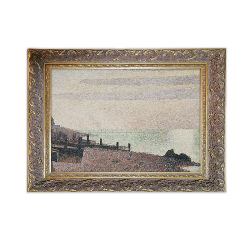 

Framed Georges Seurat Evening, Honfleur framed wall art with Easy Assemble DIY Wood Frame