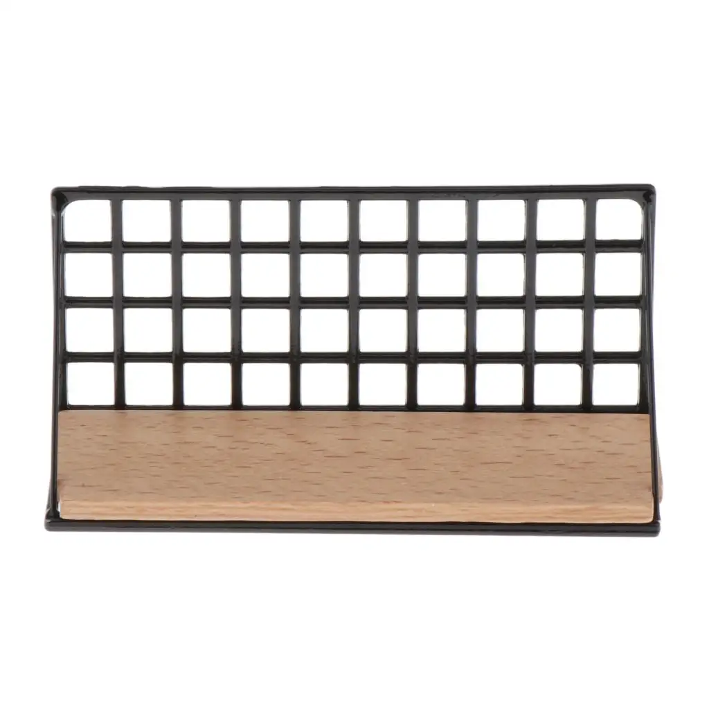 1/12 Dollhouse Metal Wall Storage Shelf Display Hanging Shelving Room Decoration (Black)