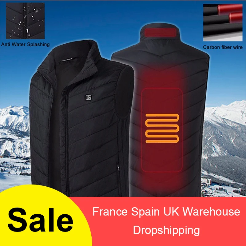 Hot sale Men Women Electric Heated Vest Heating Waistcoat USB Thermal Warm Cloth FeatherWinter Jacket hunting Fishing Dropship
