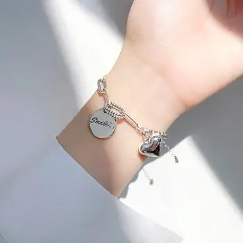 

925 Sterling Silver Couple Bracelet English Letter Tag LOVE Heart Pendant Thai Silver Hand Jewelry for Women Party sl037