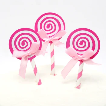 

10PCS/LOT Lollipop Shape Cake Topper Flag Decoration