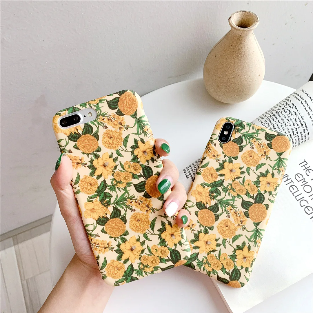 

For Apple Xs maxiphone Phone Case Retro iPhone 7 Plus/8 Small Yellow Dull Polish All Edges Included Hard Case