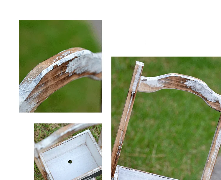 2 tier shabby chic handmade decorative wooden plant pot shelf